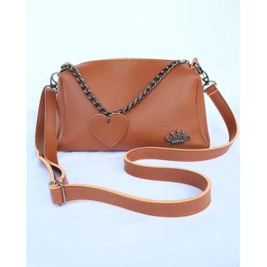 Imagem de Bolsa feminina média alça transversal e detalhe de corrente - Kamila C