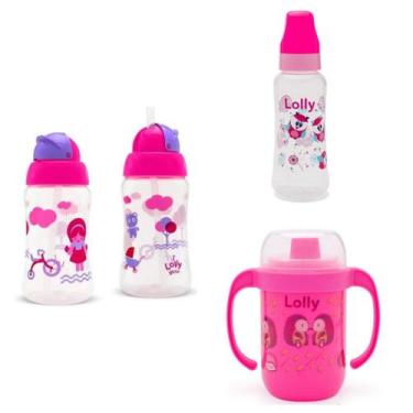 Imagem de Kit Lolly Mamadeira + Copo Com Canudo + Copo Antivazamento