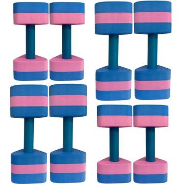Imagem de Kit 4 Pares Halteres Aquáticos Em EVA P 1-2kg M 2-3kg Azul/Rosa Dafoca
