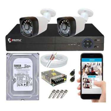 Imagem de Kit Cftv 2 Câmeras Segurança Ahd 720p Dvr Full hd 4 canais C/ HD 500Gb