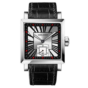 Imagem de AGELOCER Relógio mecânico quadrado automático masculino calendário luminoso retrô relógio de pulso masculino com mostrador romano, AGL: 3301A1, Mecânico