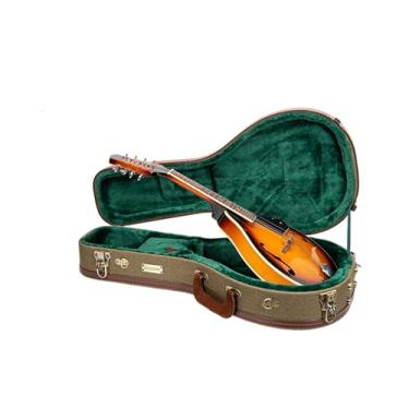 Imagem de Crossrock Master Series - Estojo de bandolim de madeira estilo A - trava de segurança, alça de couro genuíno, ferragens reforçadas, pés de metal, espaço de armazenamento - verde oliva (CRW720MAOG)