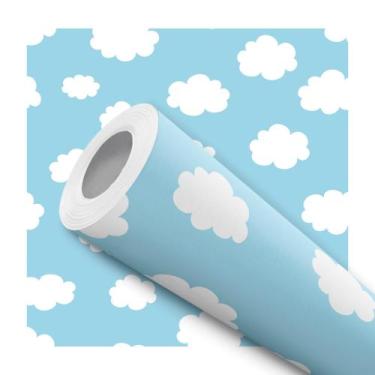 Imagem de Papel De Parede Vinílico Nuvens Céu Azul Quarto Infantil 10m - Bazar d