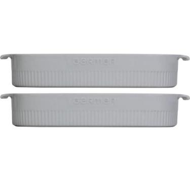 Imagem de Kit 2 Travessas Refratária Porcelana 36x24cm Branca Germer com Alças R