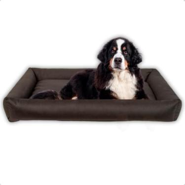 Imagem de Cama Colchonete Cachorro Luxo Extra Grande Fundo Impermeável Osso de Pelúcia (Preto)