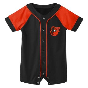 Imagem de Outerstuff Macacão unissex MLB para bebês recém-nascidos e bebês 0-24 meses Little Slugger Body Body (Baltimore Orioles, 0/3 meses)
