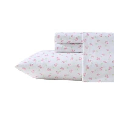 Imagem de Laura Ashley - Jogo de lençol infantil, roupa de cama de microfibra ultramacia e respirável com fronhas combinando, resistente a rugas, essenciais para casa vibrantes (rosa abelha, casal)