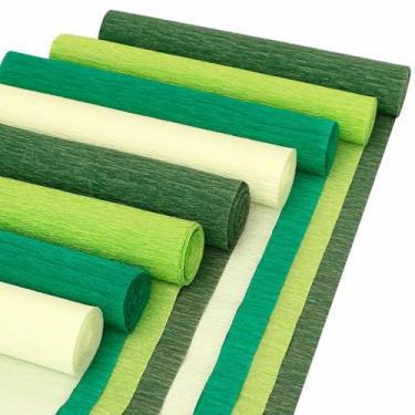 Imagem de Ranslen 8 Rolos de Serpentinas de Papel Crepom 25x250 Cm 4 Cores Rolo de Papel Crepom Serpentina Decorativa para Artesanato Faça Você Mesmo Papel de Embrulho para Presente Aniversá (, Verde)