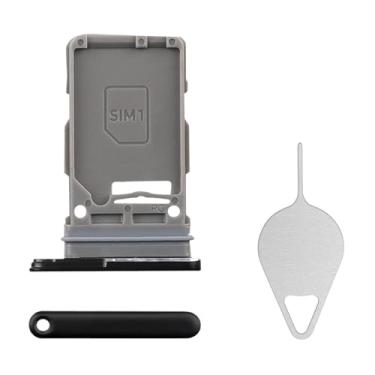 Imagem de BESJMYT Substituição para bandeja de cartão SIM Samsung Galaxy S21 Ultra 5G (versão SIM único) Phantom Black Card Slot Suporte adaptador com ejetor de agulha para S21 Ultra 5G SM-G998U SM-G998U1