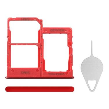 Imagem de BESJMYT Substituição da bandeja do cartão SIM para Samsung Galaxy A31 (versão SIM único) Prism Crush Red Card Slot Suporte adaptador com ejetor de agulha para A31 SM-A315F