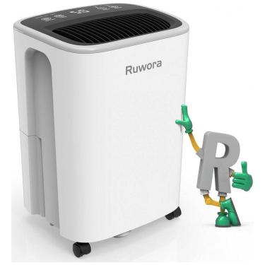 Imagem de Desumidificador 30L com Mangueira de Drenagem, Economia de Energia, Proteção Contra Transbordamento e Área 230m2, RUWORA, Branco