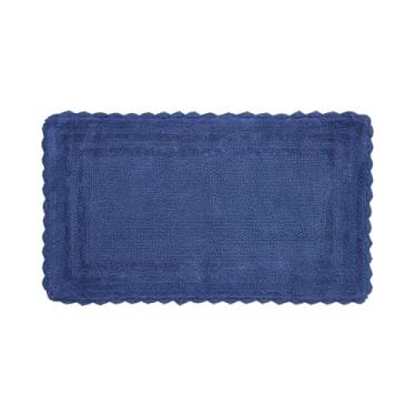 Imagem de Better Trends Lilly Tapetes de banho reversíveis de crochê 61 x 101 cm para banheiro, luxuoso tapete de banheiro 100% algodão e tapete de banheiro absorvente de água - Matt de banho azul