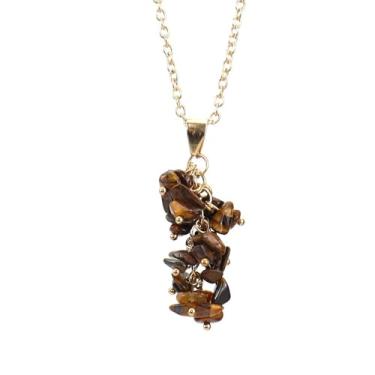 Imagem de Colar de cristal dourado com pingente de cascalho de cristal com franja de uva e pedra natural, one size, Liga de aço Cristal, Sem Pedra Preciosa