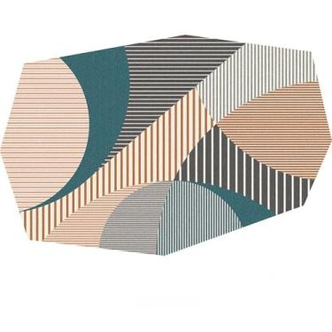 Imagem de HJZSZX Fácil de limpar tapetes de quarto tapetes decorativos para casa tapetes listrados geométricos tapetes de sala de estar de tamanho grande, YY001, D, 200X200CM