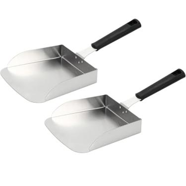 Imagem de "Espátula de metal, grelha de aço inoxidável resistente Hambúrguer Espátula de churrasco Hambúrguer Turner Acessórios para churrasqueira Smash Burgers Food Mover" (Pacote de 2)