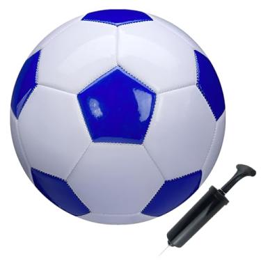 Imagem de Bola de futebol tamanho 3, branca, azul, atividades esportivas ao ar livre e interna, antiexplosão, design clássico, adequado para crianças, meninos, prática, treinamento