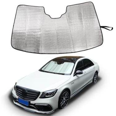 Imagem de Heutamo Para-brisa compatível com Benz S-Class 2014-2020, para-sol para janela frontal, bloqueador de calor, protetor de viseira refletivo, mantém seu carro mais frio, 1 peça