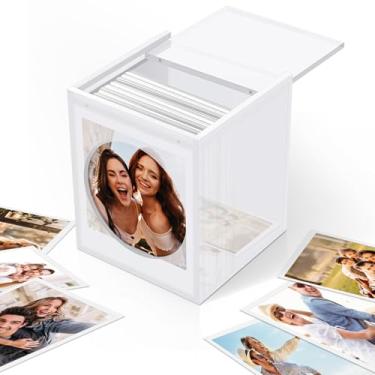 Imagem de DARCKLE Mini moldura Polaroid e caixa de armazenamento de fotos, moldura Instax de 10 x 8,5 cm, com capa magnética deslizante para Polaroid i-Type/600/SX-70 Film/Instax Mini, livro de convidados de