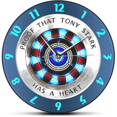 Imagem de Prova de relógio de parede de que Tony Stark tem um reator de parede de arco do coração, super -herói moderno, penduramento de parede relógio de filme decoração de casa decoração de parede a