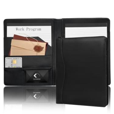 Imagem de Pasta de couro para portfólio 12 x 20, mini pasta de couro macio A5 fichário de negócios bloco de escrita jurídico organizador de documentos tamanho júnior para presente presente crianças homens
