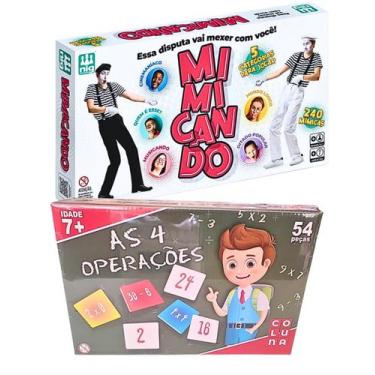 Imagem de Kit Jogo Infantil 7 Anos Tabuleiro Mimicando Interativo E As 4 Operaçõ