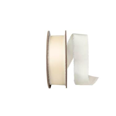 Imagem de Reliant Ribbon Fita de toque de seda com borda desgastada, marfim