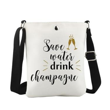 Imagem de WCGXKO Bolsa tiracolo champanhe presente para amantes de champanhe para guardar água, bebida, champanhe, presente de despedida de solteira, Drink Champagne Cro