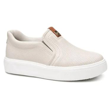 Imagem de Tênis Pegada Slip-On Casual Couro Flatform Feminino Linho