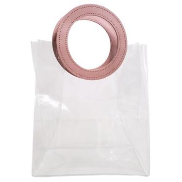 Imagem de Sacola Transparente Grande Com Alça Bolsa Presente PVC 26cm - Multiart
