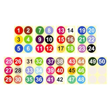 Imagem de PATIKIL Adesivos de 1 a 50 números, 10 cm, etiquetas redondas de vinil consecutivas, decalques coloridos autoadesivos para organização de caixa de armazenamento, classificação de inventário