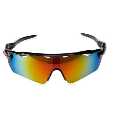 Imagem de Óculos de Sol Esportivo, Proteção UV, Lente Espelhada Multicolorida, 15cm x 5cm, para Ciclismo