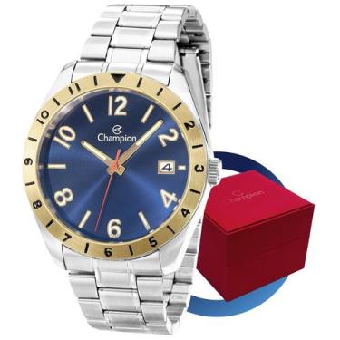 Imagem de Relógio Masculino Champion Prata Aço Inoxidável Original Resistente à 