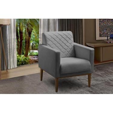 Imagem de Poltrona Moderna Cristal Tecido Velusoft  1 Tok Estofados, Cinza