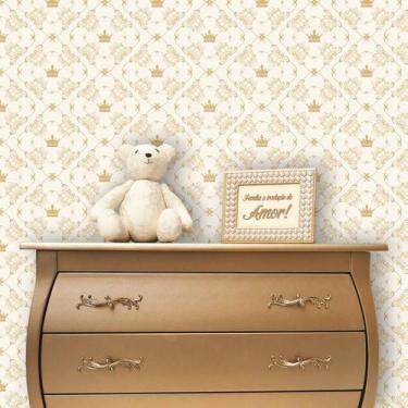 Imagem de Papel de Parede Autocolante Arabesco Bege e Dourado 270 - Inove Papéis