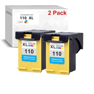 Imagem de High Pages 2 pacotes compatíveis com cartucho de tinta HP 110 Tri-Color (CB304AN) Cartucho de tinta tricolor para impressora photosmart