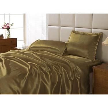 Imagem de Jogo Lençol Solteiro Cetim Seda Cobre Com Vira 3 Peças - Confeccoes El