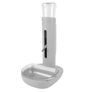 Imagem de Dispensador De água Para Animais De Estimação, 680 Ml Alimentação Automática De água Altura Ajustável Tigela De Pé Para Cães E Gatos Comedouro Suspenso Para Animais De Estimação (Cinza)