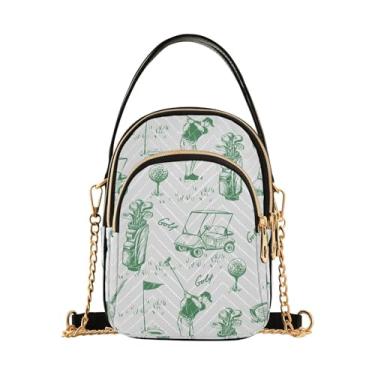 Imagem de MCHIVER Bolsa tiracolo feminina de golfe para celular com corrente removível, Carros cinza golfe