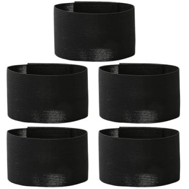 Imagem de CREATCABIN 5 braçadeiras pretas capitão elástica ajustável líder braçadeira memorial braçadeira antiderrapante esporte ao ar livre braçadeira para homens mulheres futebol vôlei basquete corrida equipe