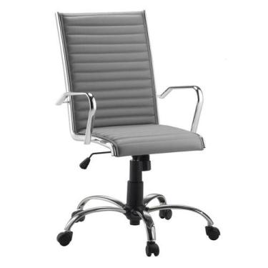 Imagem de Cadeira Escritório Giratória Cinza Presidente Alezzi Cromada