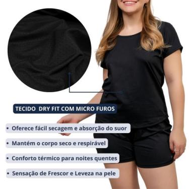 Imagem de Pijama Short Doll Feminino Dryfit Manga Curta Fresquinho Não esquenta 