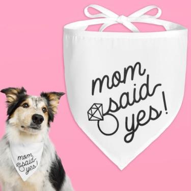Imagem de xo, Fetti Mom Said Yes Presente de noivado bandana para animais de estimação | Decorações de despedida de solteira, coleira de casamento, noivado, adereço de animal de chá de panela, acessório de