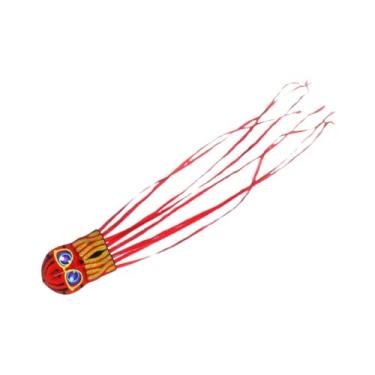 Imagem de Colaxi Pipa de polvo grande, pipa de desenho animado, elegante, fácil de empinar, de praia de cauda longa, jogo de voo infantil para parque, jardim e praia, Vermelho