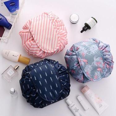 Imagem de Bolsa Necessaire Dobrável Organizador De Maquiagem Viagem - oem, Rosa,