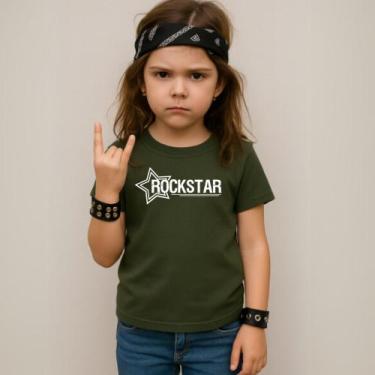 Imagem de Camiseta Infantil Unissex Estampada Rockstar Estrela 058 Blusa 100% Al
