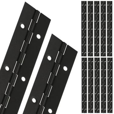 Imagem de Dobradiça contínua e de piano preta de 30,5 cm, dobradiça contínua de aço inoxidável 304 com furos, dobradiças de móveis para armários, barcos, marcenaria