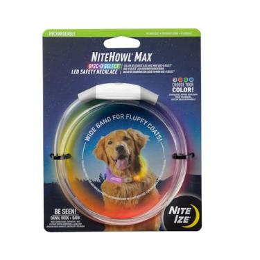 Imagem de Nite Ize NiteHowl Max Rechargeable LED Safety Necklace - Dog Accessories for Long & Fluffy Coats - LED Glow Necklace for Dogs - Disc-O SelectL8