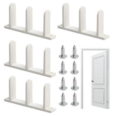 Imagem de Guia de Chão para Portas de Correr - 4 Peças Trilho Inferior para Porta Corrediça de Ultrapassagem - Peças de Reposição para Trilhos com Parafusos para Armário, Roupa, Casa de Banho e Quarto