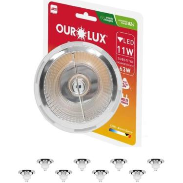 Imagem de 8 Lâmpadas Ar111 Led 11w Bivolt 24 Graus Gu10 Cor da Luz 2700K Amarela