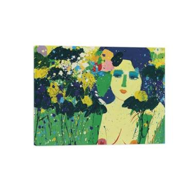 Imagem de Pintura Walasse Ting com moldura de madeira - Impressões em tela famosas - Imagens de arte de parede em tela para sala de estar - Impressão de reprodução em tela - Linda borboleta 60 x 80 cm 24 x 31